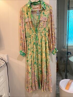 loft green maxi dress | Dresses | Loft Olive Printed Pakistani Party Dress